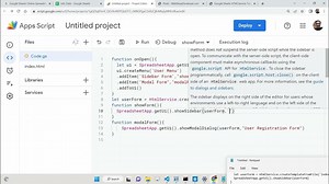 Google Sheets HTMLService Tutorial to Show Sidebar Modal Dialog Form in Google Sheets in App Script
