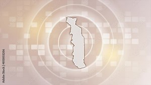 Togo Animated Map on Minimal Background, Multi Purpose Background with Ripples and Boxes with Togo 3D Map, Useful for Politics, Elections, Travel, News and Sports Events