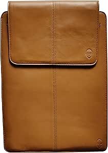 Achernar Genuine Leather Workstation Laptop Sleeve with Stand Upto 15 inch for Work from Home Essentials Tan/Black