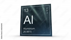 Aluminium element symbol from the periodic table on metallic square icon 3D animation Stock Video