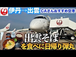 【空旅】出雲そばを食べに弾丸日帰りで行ってみた 水平飛行わずか15分！ 伊丹→出雲 オヤジの気ままな一人旅【CAさんおすすめ空港】
