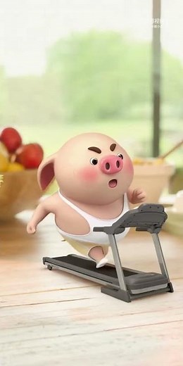 funny animated pig doing excercise #funny