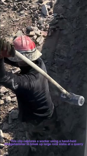 Manual Rock Breaking in Quarry! Traditional Mining Work