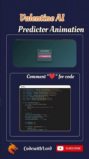 Valentine AI Love Predictor Animation ❤️ | HTML CSS JavaScript Project