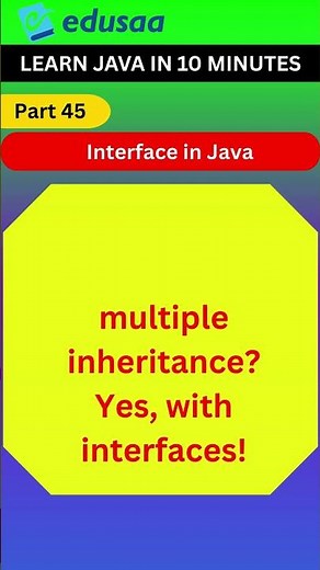 Interface in Java with Example | Multiple Inheritance in Java| #edusaa | #shorts