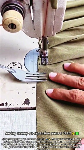 Sewing with Fork: Perfect Hem Secret! 🍴✨