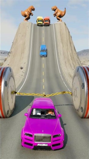 School Buses & Cars VS Hydraulic Chained Crush #207 #beamngdrive #shorts