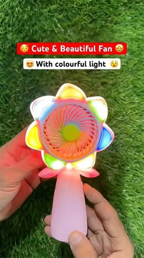 😍Aesthetic+ Colourful” Cutest Handling mini Fan with colourful lights💕cute fan! Mini fan! Pankha