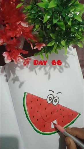 lkg drawing 🍉🍉🍉വരയ്ക്കാൻ അറിയില്ലേ 😭.. ഓടിവായോ simple drawing പഠിച്ചല്ലോ day 66