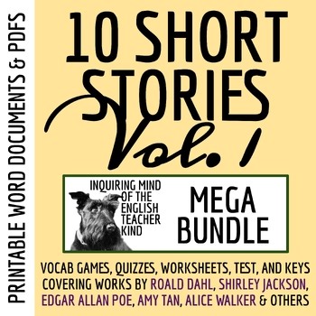 High School English Short Story Unit | Reading Assessments | Vocabulary Games