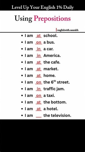 “Most Confusing Prepositions Explained in 10 Seconds 🤯 | AT • IN • ON Trick”