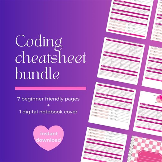 Python Cheat Sheet Bundle | Beginner Coding, Pastel Theme (instant Download) - Etsy