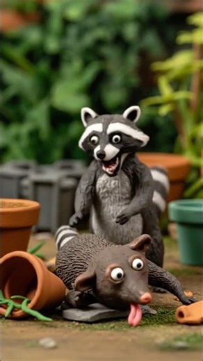 Claymation Animal Battles: Big Mean Possum vs Cowardly Raccoon!