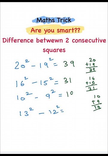 Difference Between two consecutive squares || Easy Way || Chill with Maths