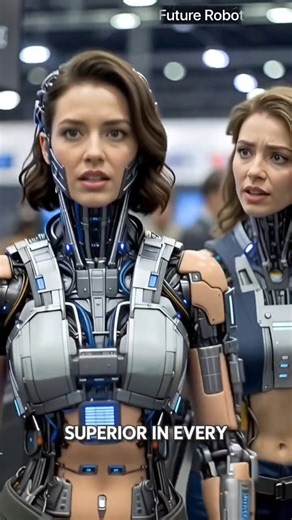 Two Female Cyborgs Debate at Tech Expo 🤖 Who’s Right? #ai #robotgirl #humanoid #tech