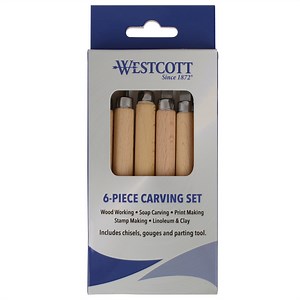 Westcott 6pc Wood Carving Set, Brown, for Craft, 1-Count