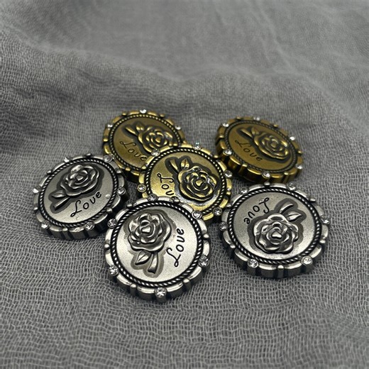 Vintage Rose Love Rhinestone Metal Buttons 17.5mm 22.5mm, Antique Silver Gold Shank Buttons for Women Blazer Coat Fur - Etsy