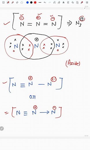 Lewis structure of azide ion N3- ion | Hybridization