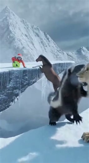 🦁❄️⚔️🐴Frozen Cliff Ambush — Lion vs Wolverine, Human Saves Hanging Horse | Wild Interaction Diaries