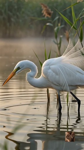 The Great Egret's Lightning Strike | Wetland Wildlife Documentary | 4K #shorts