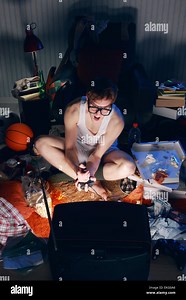 Gamer nerd playing video games on television Stock Photo - Alamy