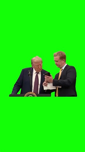 Donald Trump Looking at Phone in White House meme - Green Screen