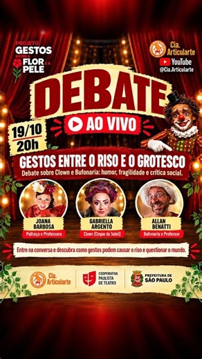 🤡 O riso pode questionar o Mundo? 🎭Clown e Bufonaria | Debate dia 19/10, 20h - Fomento ao Teatro.
