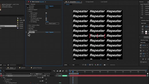 AE插件-任意图层复制中继器重复偏移迭代动画插件AEscripts Repeater for After Effects使用教程