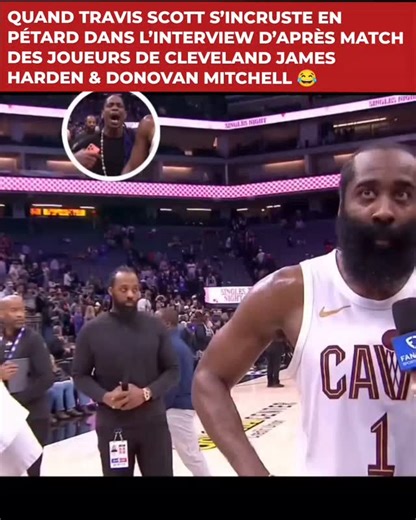 Bana_kongo2 on Instagram: "où est-ce qu’il trouve toute cette énergie ? 😂 cette séquence a eu lieu le dimanche 8 février après la victoire des cavaliers de cleveland face aux sacramento kings (132-126). travis scott a activé la carte de la folie en faisant irruption dans une interview d’après match des deux joueurs de cleveland, james harden & donovan mitchell. hashtags #travisscott #nba #cleveland #cavaliers #jamesharden donovanmitchell basketball insolite"