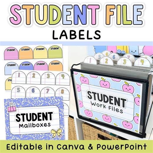 Student File Labels, Student Mailbox Labels, Absent Folders, File Folder Labels for Composition Notebook & Bright Classroom Decor Theme - Etsy