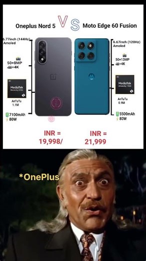 Motorola Edge 60 Fusion vs OnePlus Nord 6 Comparison || #OnePlus #Motoedge60fusion #shorts