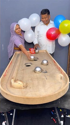 Best game steel ball roll and pop balloon challenge with mom -dad part 290 #shorts #challenge