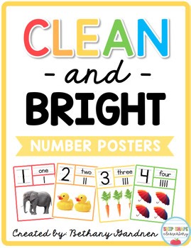 Clean and Bright Number Posters - Classroom Decor