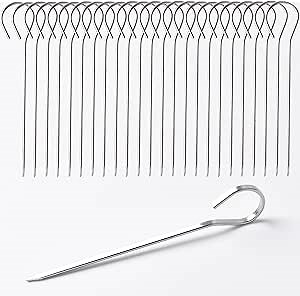 24 pack Flat Stainless Skewers, HONSHEN 4.75 inch Mini Short Barbecue Needle Barbecue Skewers,Baking Rods,Corn on The Grill (4.75 INCH Flat BBQ 24P)