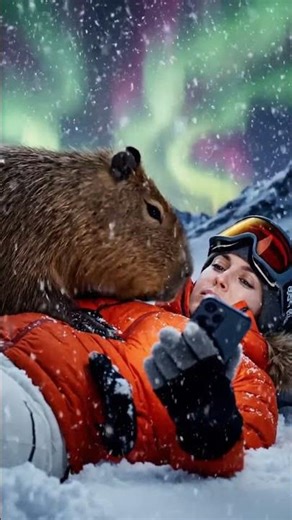 The Silent Hero on the Icy Mountain. #CapybaraRescue #capybara #capybarahero