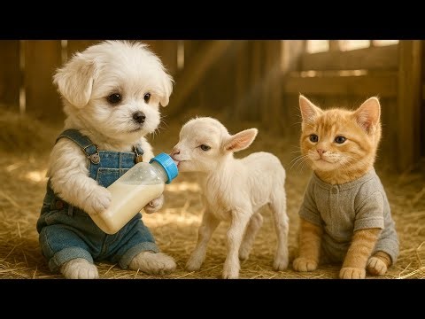 Puppy and Kitten Help on the Farm… and Start a Pillow Fight 🐶🐱