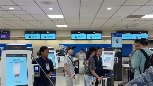 7.8K views · 31 reactions | From the ground to the sky, the travel experience with United Airlines is ramping up with major upgrades to the check-in lobby and its aircraft. With state-of-the-art technology at their fingertips, passengers flying with United are seen getting a streamlined check-in experience at its Guam hub. | KUAM News | Facebook