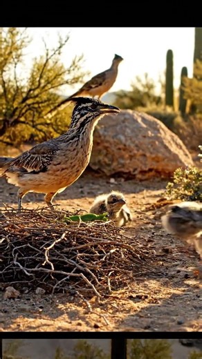 Road Runner Chicks Growing Up 🐦 | Parents Feed & Protect Young | Desert Wildlife Shorts