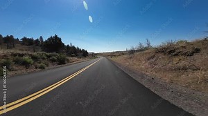 Lava Beds National Monument Entrance to Visitor Center 04 Front View Driving Plates of Volcanic Legacy Scenic Byway Southbound California USA Ultra Wide