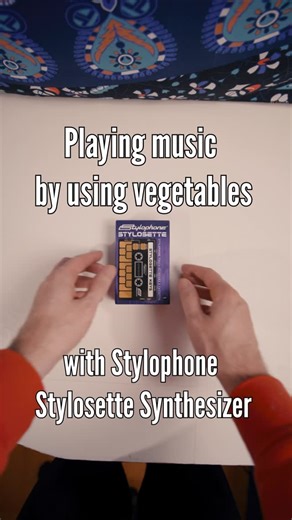 Stamatis Stabos | Music, Unboxing & Tutorials on Instagram: "Experience how a pocket-sized synth turns everyday veggies into a musical instrument! 🥕🎶 In this video, I unbox the Stylophone Stylosette pocket-sized synthesizer and give it a quick demo using the built-in keys. Then I take the Stylosette into experimental territory by connecting cables to the expansion ports and plugging them into vegetables, creating a unique veggie-powered music performance! 🌽🎛️ 👉For mor watch the full unboxin