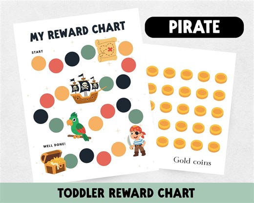 Pirate Sticker Chart for Kids | Printable Preschool Reward Chart | Toddler Behavior & Chore Chart | Daily Responsibilities Tracker - Etsy