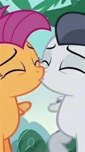 my little pony friendship is magic - scootaloo and rumble kissing