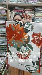 #ILOVEAIBA #AIBAregisteredseller #G4EXCLUSIVESTORE CONTINUING OUR SERIES OF RUNNERS- SHOWCASING REVERSIBLE PURE COTTON RUNNERS BY G4 EXCLUSIVE !! SUPER ELEGANT PRINTS, SMART REVERSE SIDES, EASY TO MAINTAIN AND DAILY WASH AND WEAR PCS!! ORDER NOW @ 8094895900 #reversible #purecotton #runners #DiningLinen #homelinen #cotton | AIBA Premium