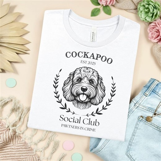 Custom Cockapoo Social Club T-shirt, Dog Lover Gift, Pawtners in Crime Shirt - Etsy