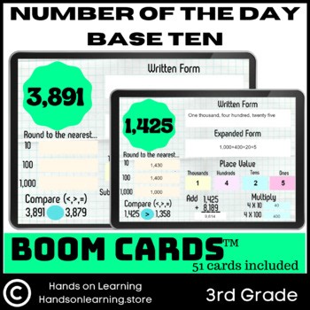 Number of the Day Base Ten Boom Cards | 3rd Grade Math