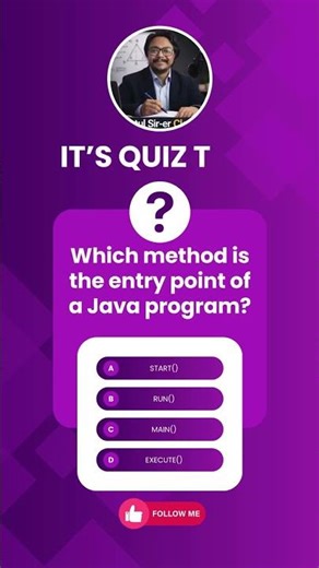 which method is entry point of #java program #javaprogramming