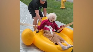 These adventurous senior citizens are living their best life on a DIY Slip 'N Slide