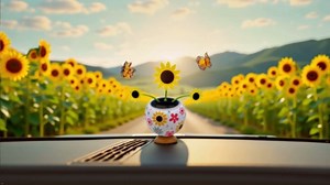 1pc Yellow Solar Powered Dancing Sunflower for Car Figurines,Automatic Swinging Sunflower Car Dashboard Ornaments,Car Windowsill Decoration Desktop Ornament,Solar Power Kits Learning and Education