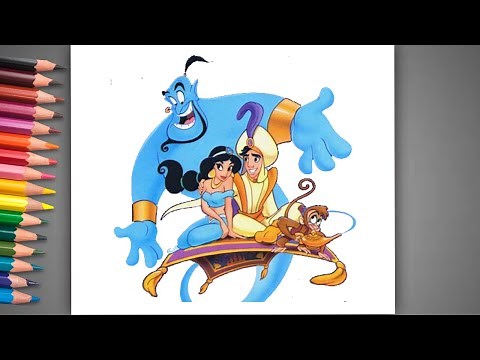 How to draw Aladdin, Jasmine, Genie and Abu | Aladdin Cartoon characters drawing