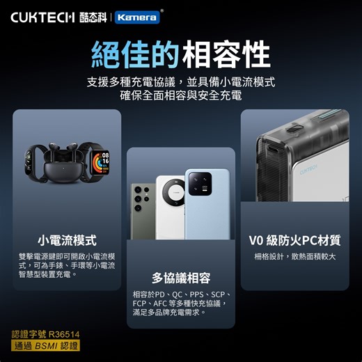 CUKTECH 酷態科 行動電源 PB100S 10000mAh-30W PD QC Type-C 雙向快充 移動電源 充電寶 多設備同時充 適用三星S25 iphone 16 Switch快充 | 支援筆電/Switch | Yahoo購物中心